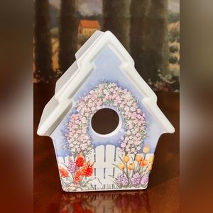 Vintage Teleflora Garden Bird House Ceramic w/ Removable Top 6.5x5.5x5 Inch